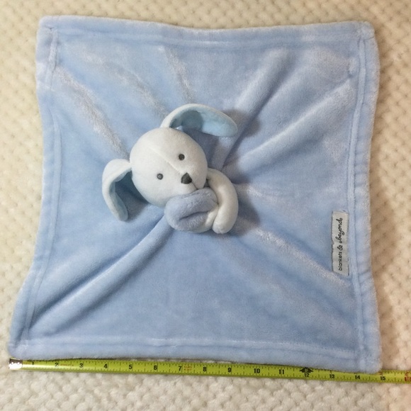 Blankets and Beyond White Blue Plush Bunny Rabbit Lovey Security Blanket Toy - Picture 9 of 9